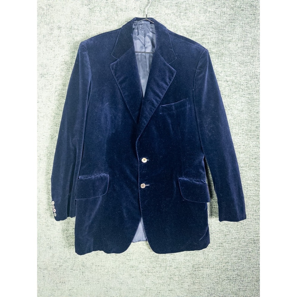 Turnbull & Asser London Mens Navy Velvet Blazer Dinner Jacket Luxury British 40R